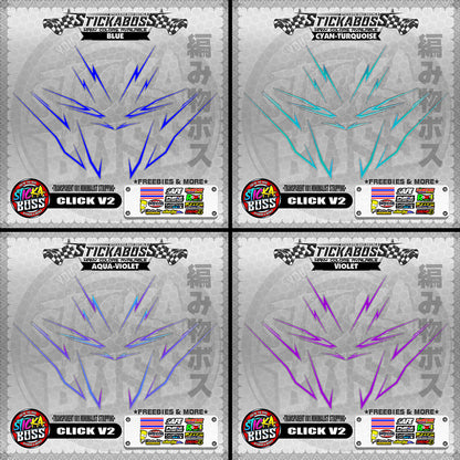 【PREMIUM UV PRINT】TRANSPARENT CLICK V2 STICKER DECALS ( 001 MINIMALIST STRIPPING )【WITH FREEBIES】