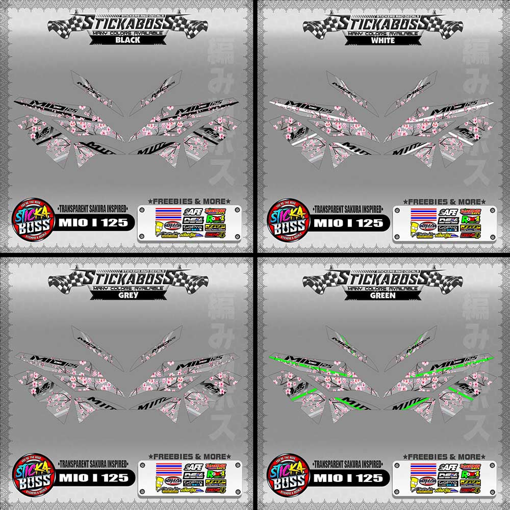【PREMIUM UV PRINT】TRANSPARENT MIO I 125 STICKER DECALS ( SAKURA INSPIRED )【WITH FREEBIES】