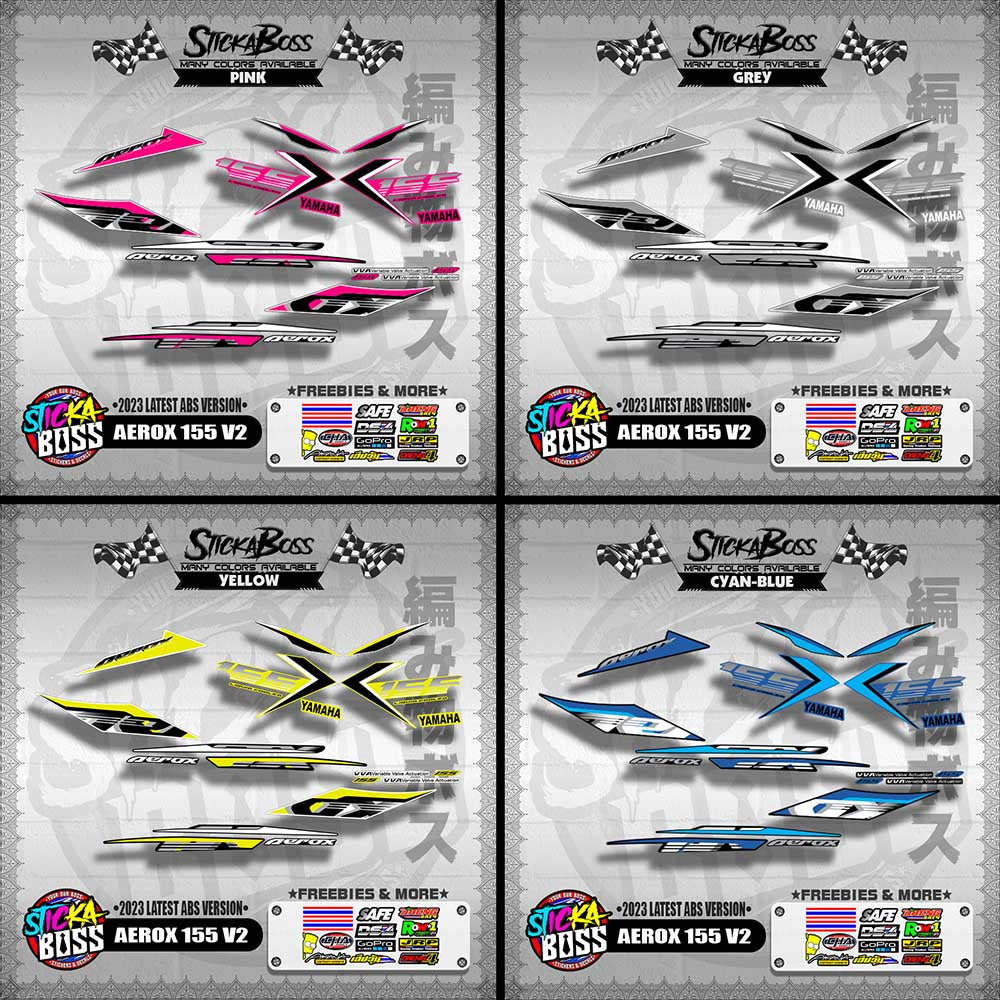 AEROX 155 V2 DECALS ( 2023 LATEST ABS VERSION ) [ PREMIUM GLOSSY LAMINATED ]【WITH FREEBIES】