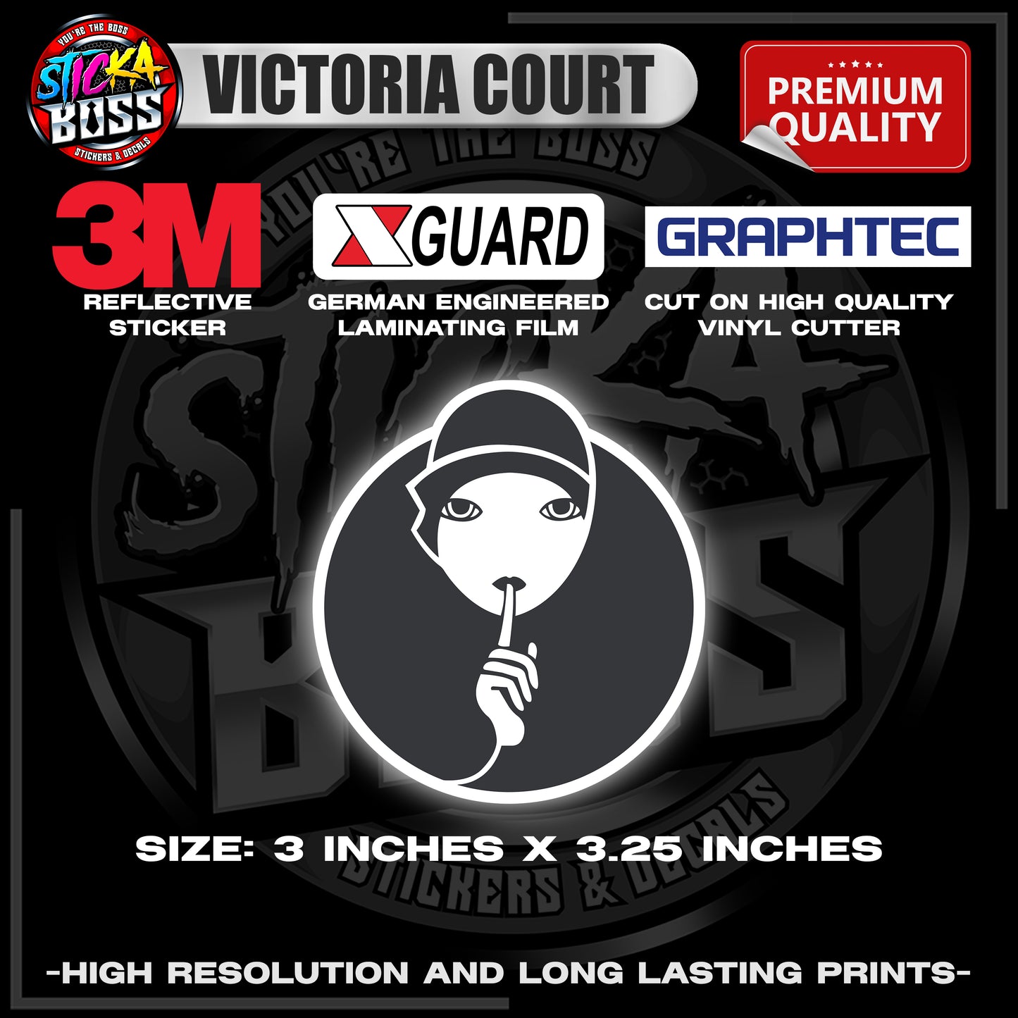VICTORIA COURT | 2 PCS  | 3M REFLECTIVE STICKER | PREMIUM LAMINATED【PREMIUM QUALITY】