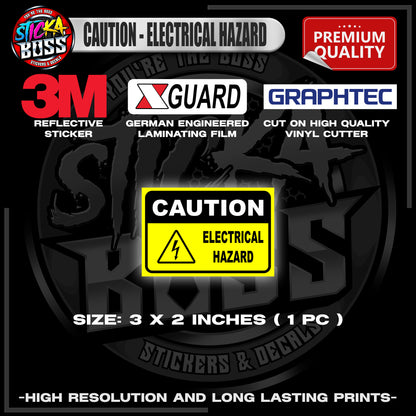 CAUTION - ELECTRICAL HAZARD | 3M REFLECTIVE STICKER | PREMIUM LAMINATED【PREMIUM QUALITY】