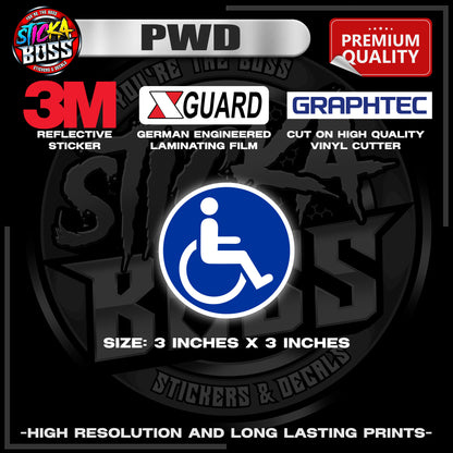 PWD / PERSON WITH DISABILITY 3M REFLECTIVE STICKER | PREMIUM LAMINATED【PREMIUM QUALITY】
