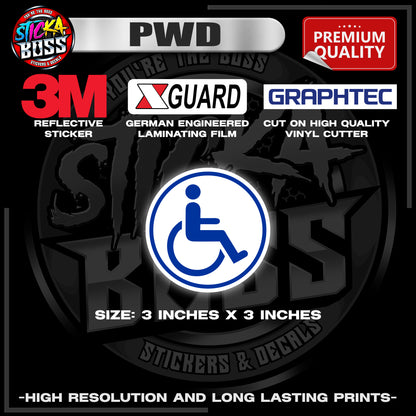 PWD / PERSON WITH DISABILITY 3M REFLECTIVE STICKER | PREMIUM LAMINATED【PREMIUM QUALITY】