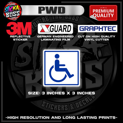 PWD / PERSON WITH DISABILITY 3M REFLECTIVE STICKER | PREMIUM LAMINATED【PREMIUM QUALITY】