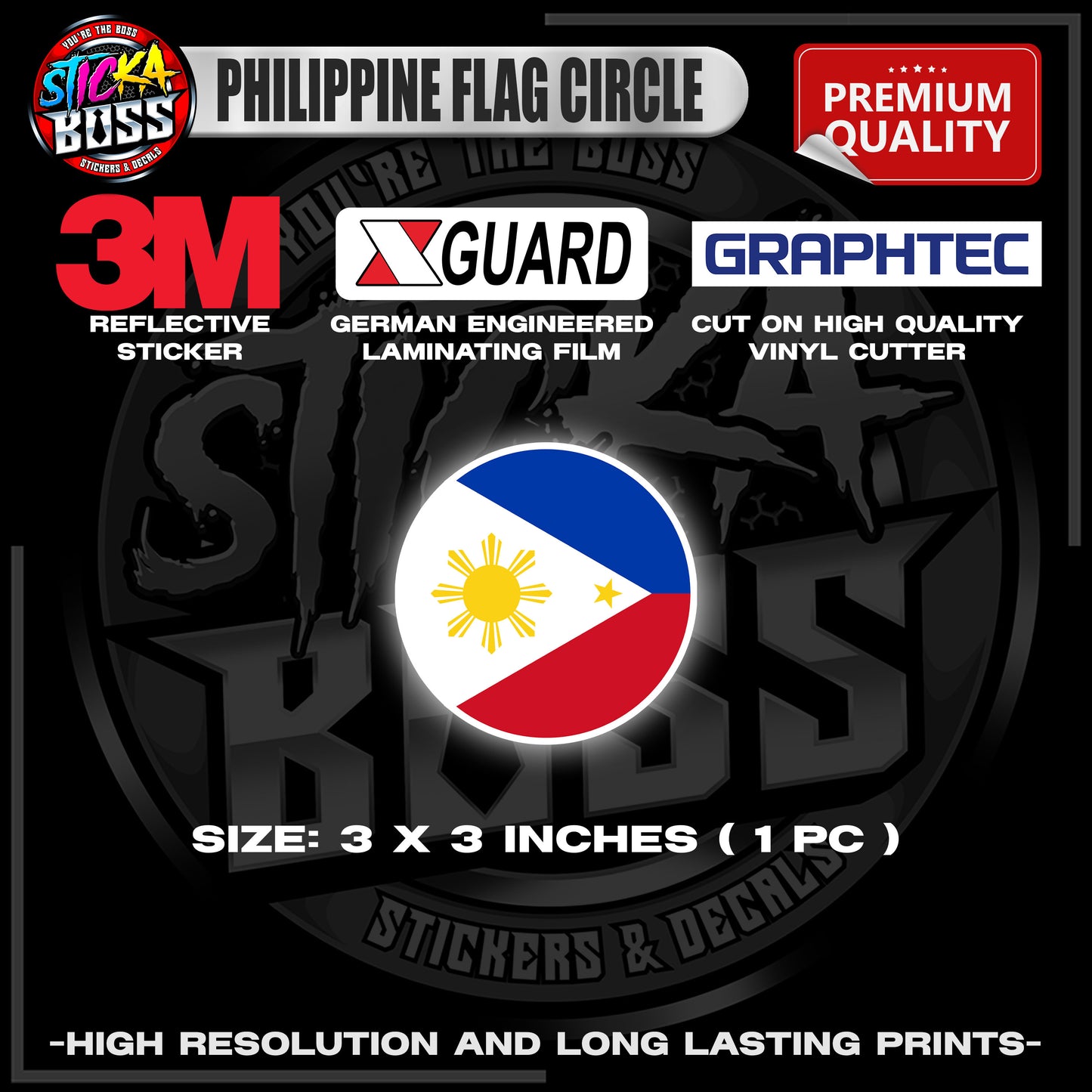PHILIPPINE FLAG CIRCLE | 3M REFLECTIVE STICKER | PREMIUM LAMINATED【PREMIUM QUALITY】