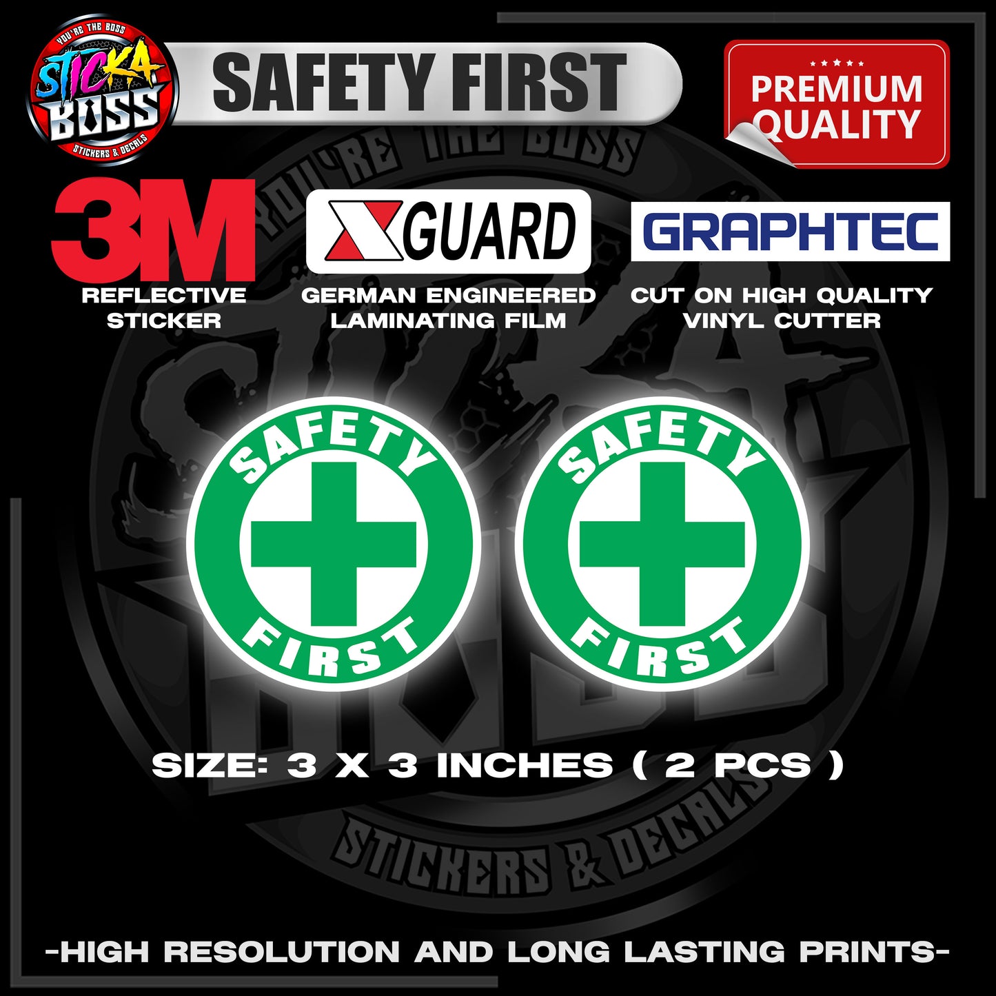 SAFETY FIRST | 3M REFLECTIVE STICKER | PREMIUM LAMINATED【PREMIUM QUALITY】
