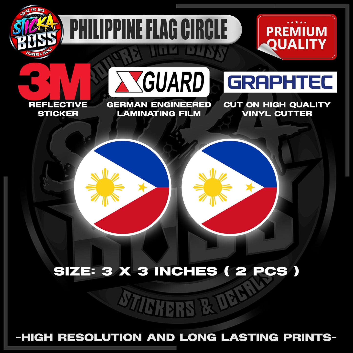 PHILIPPINE FLAG CIRCLE | 3M REFLECTIVE STICKER | PREMIUM LAMINATED【PREMIUM QUALITY】