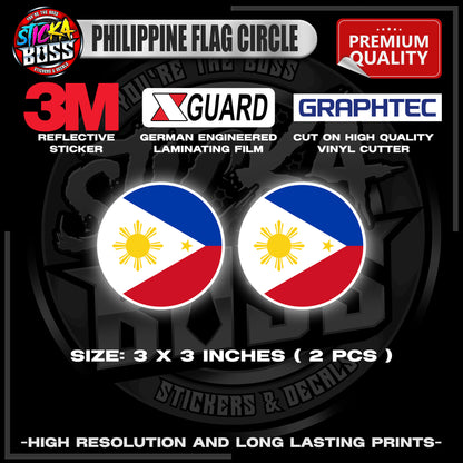PHILIPPINE FLAG CIRCLE | 3M REFLECTIVE STICKER | PREMIUM LAMINATED【PREMIUM QUALITY】