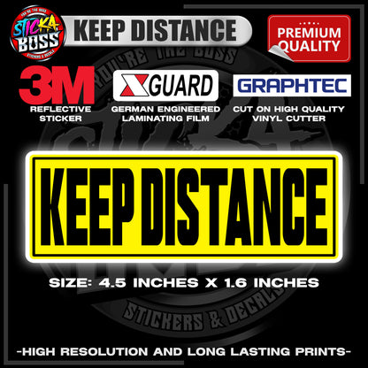 KEEP DISTANCE 3M REFLECTIVE STICKER | PREMIUM LAMINATED【PREMIUM QUALITY】