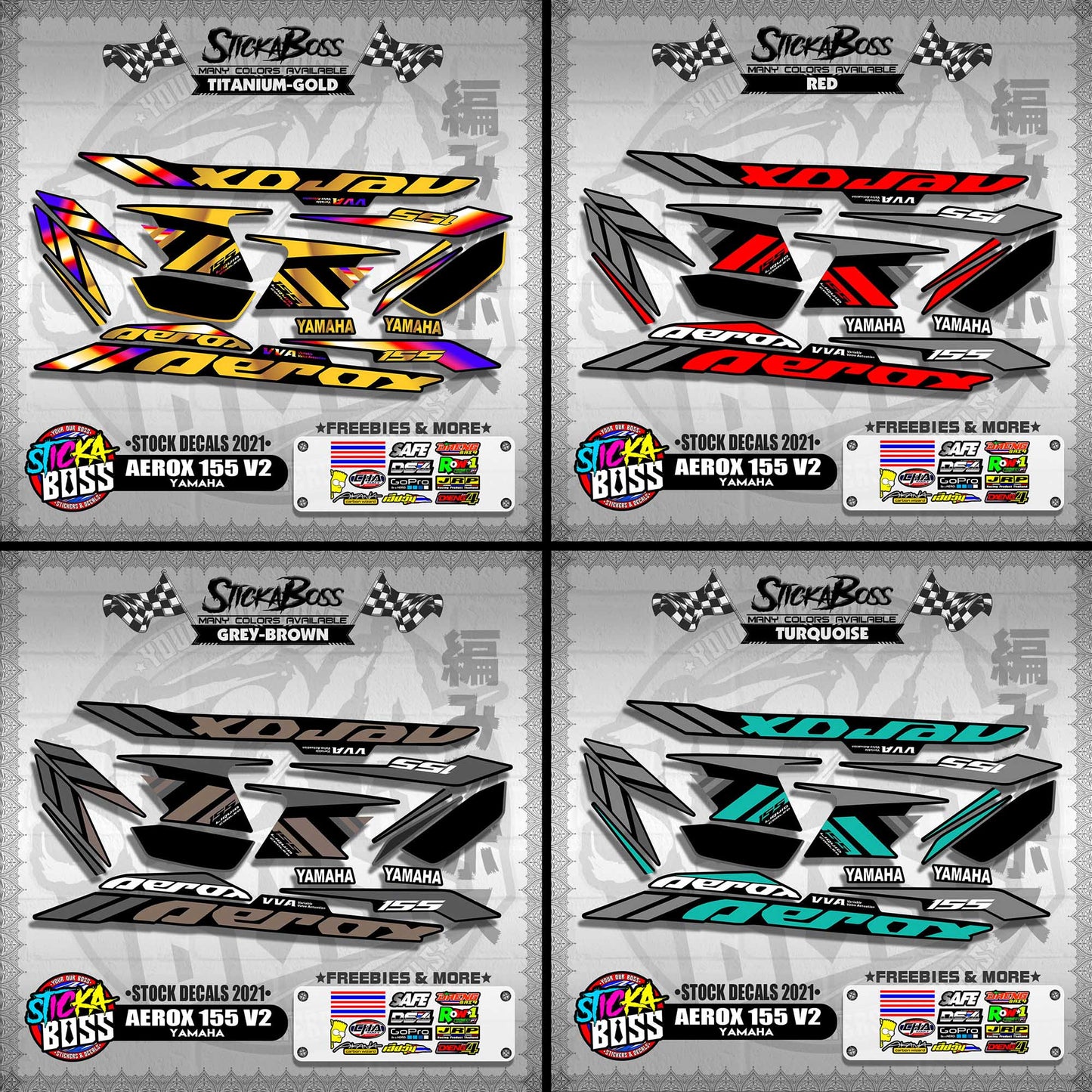 AEROX 155 V2  ( STOCK DECALS 2021 )【WITH FREEBIES】