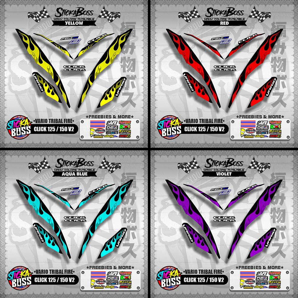 CLICK 125 / 150 V2 DECALS ( VARIO TRIBAL FIRE )【WITH FREEBIES】