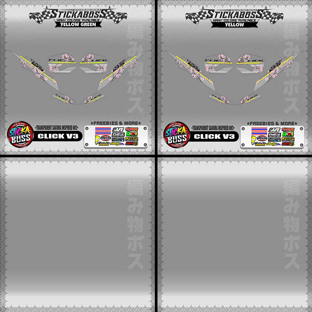 【PREMIUM UV PRINT】TRANSPARENT CLICK V3 DECALS ( SAKURA INSPIRED 002 )【WITH FREEBIES】