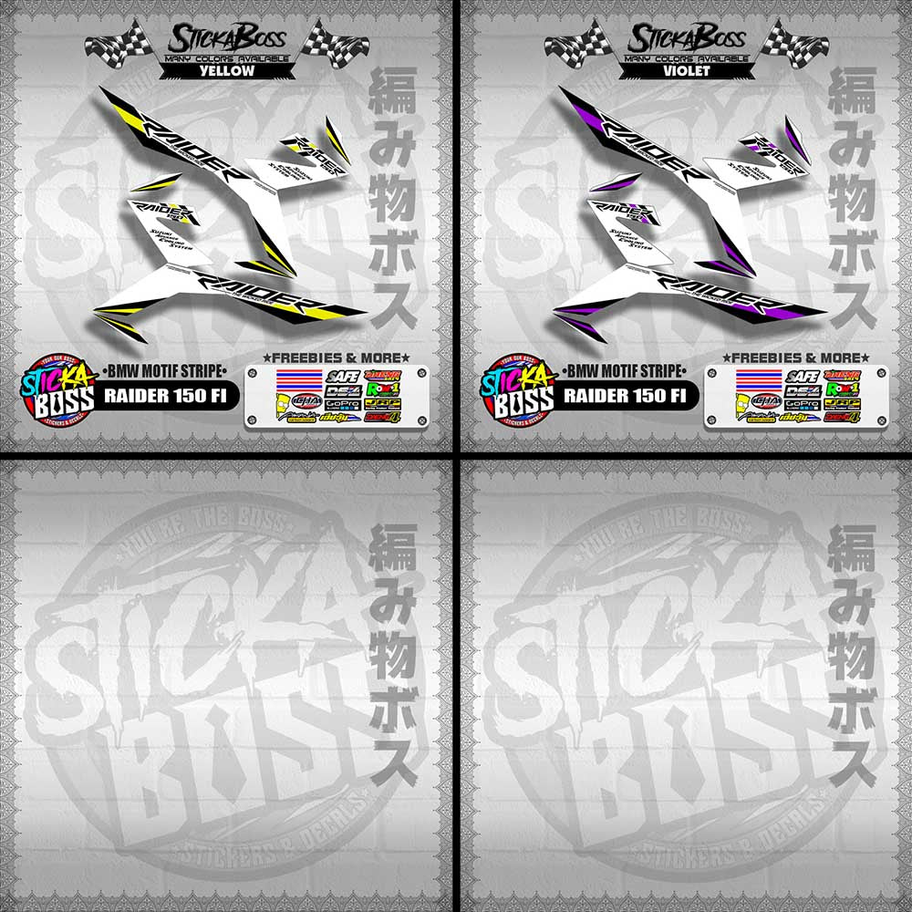 RAIDER 150 FI DECALS ( BMW MOTIF STRIPES )[ PREMIUM GLOSSY LAMINATED ]【WITH FREEBIES】