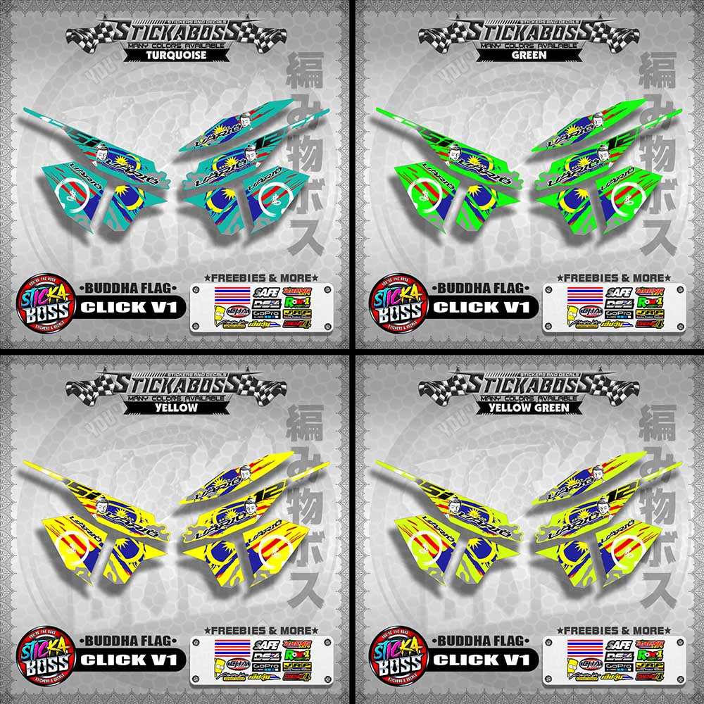 CLICK V1 MALAYSIAN STICKER DECALS ( BUDDHA FLAG )【WITH FREEBIES】