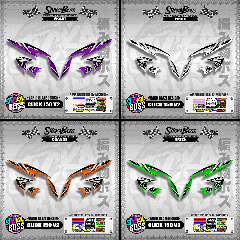 CLICK 150 V2 DECALS ( VARIO BLAZE DESIGN )【WITH FREEBIES】