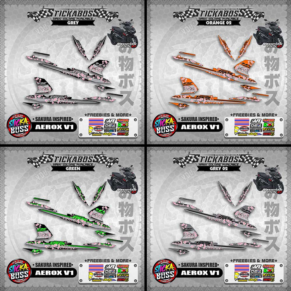 AEROX V1 STICKER DECALS ( SAKURA INSPIRED )【WITH FREEBIES】