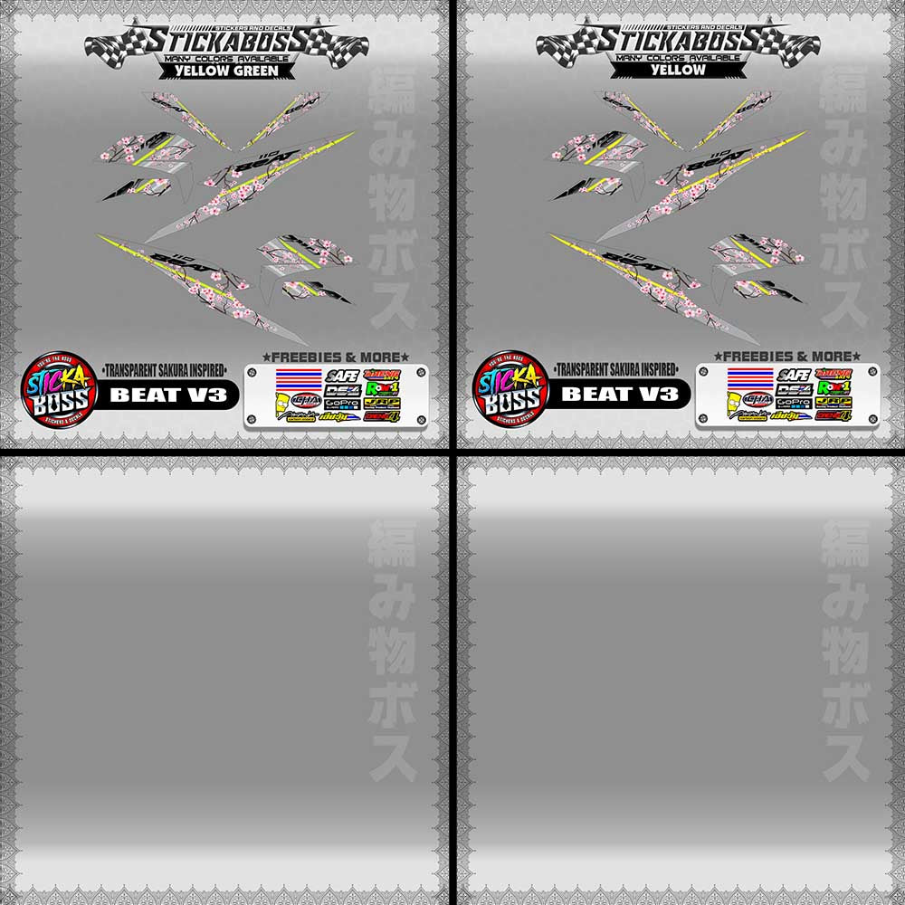 【PREMIUM UV PRINT】TRANSPARENT BEAT FI V3 STICKER DECALS ( SAKURA INSPIRED )【WITH FREEBIES】