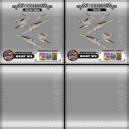 【PREMIUM UV PRINT】TRANSPARENT BEAT FI V3 STICKER DECALS ( SAKURA INSPIRED )【WITH FREEBIES】