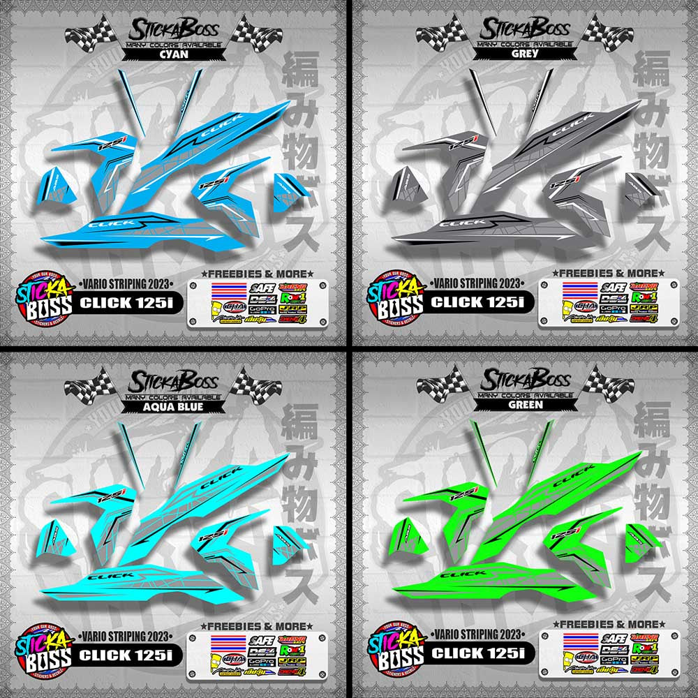 CLICK 125i V3 STOCK DECALS ( VARIO STRIPING 2023 )【WITH FREEBIES】