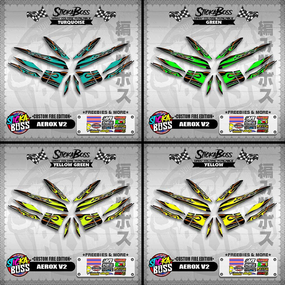 AEROX V2 DECALS ( CUSTOM FIRE EDITION )【WITH FREEBIES】