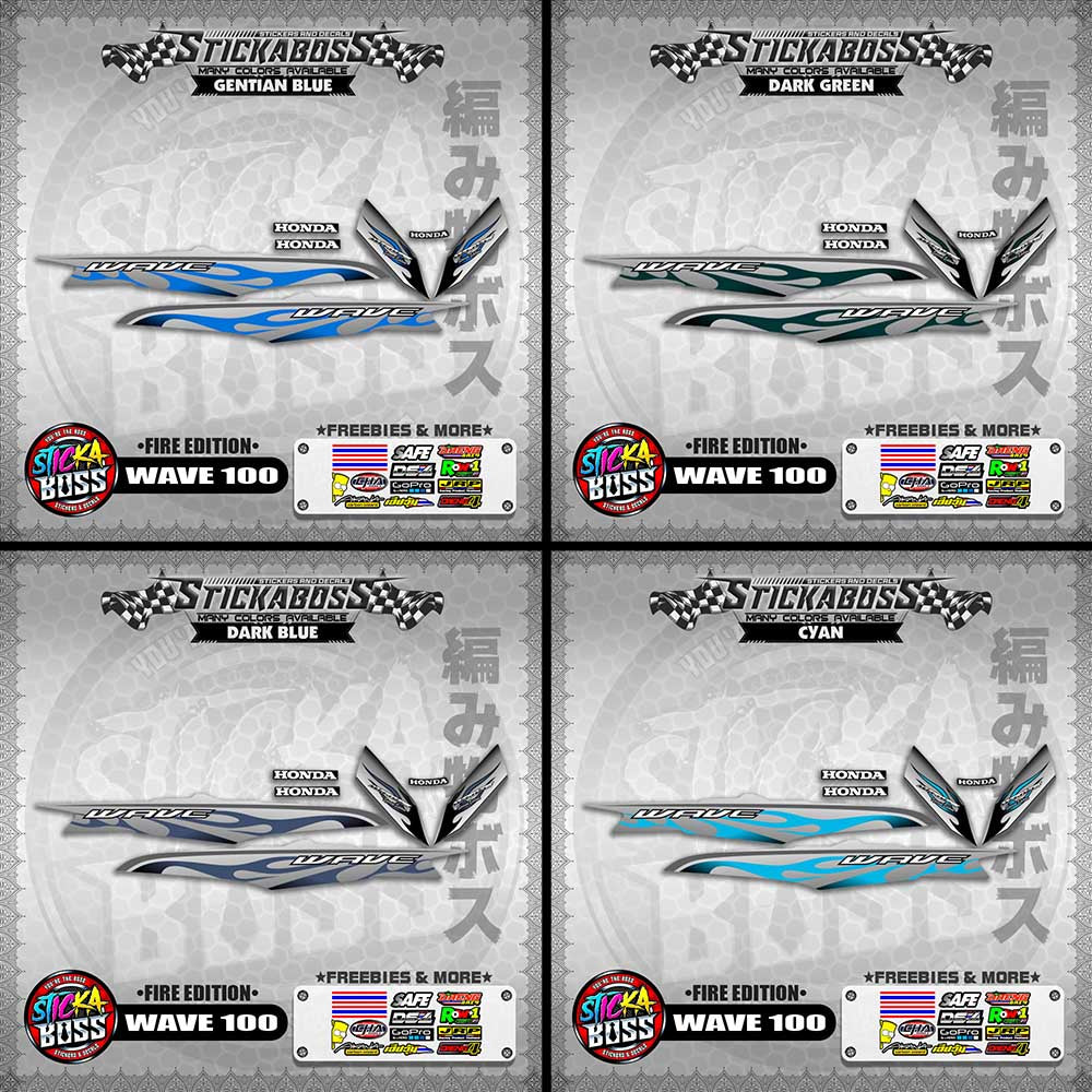 WAVE 100 STICKER DECALS ( FIRE EDITION )【WITH FREEBIES】