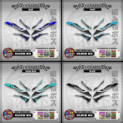 CLICK V3 STICKER DECALS ( 0002 VARIO LINES )【WITH FREEBIES】