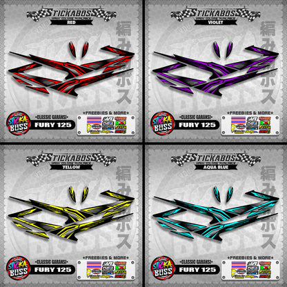FURY 125 STICKER DECALS ( CLASSIC GARANSI )【WITH FREEBIES】