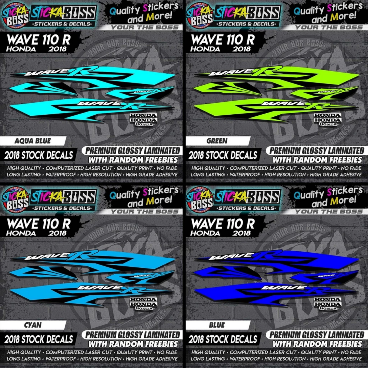 Wave 110 R (2018 Stock Decals)【PREMIUM GLOSSY LAMINATED】