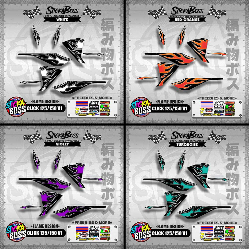 CLICK 125 / 150 V1 DECALS ( FLAME DESIGN )【WITH FREEBIES】