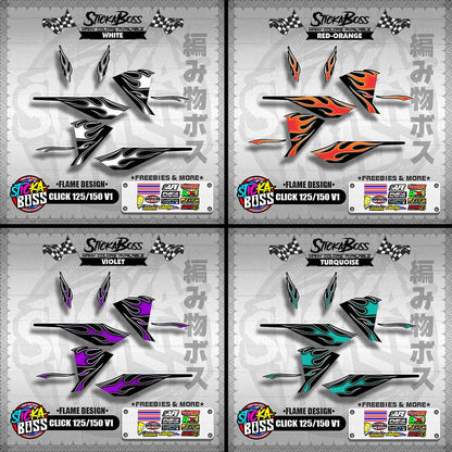 CLICK 125 / 150 V1 DECALS ( FLAME DESIGN )【WITH FREEBIES】