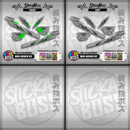 MIO AEROX V2 DECALS ( GREY 2024 LED FIRE MOTIF )【WITH FREEBIES】