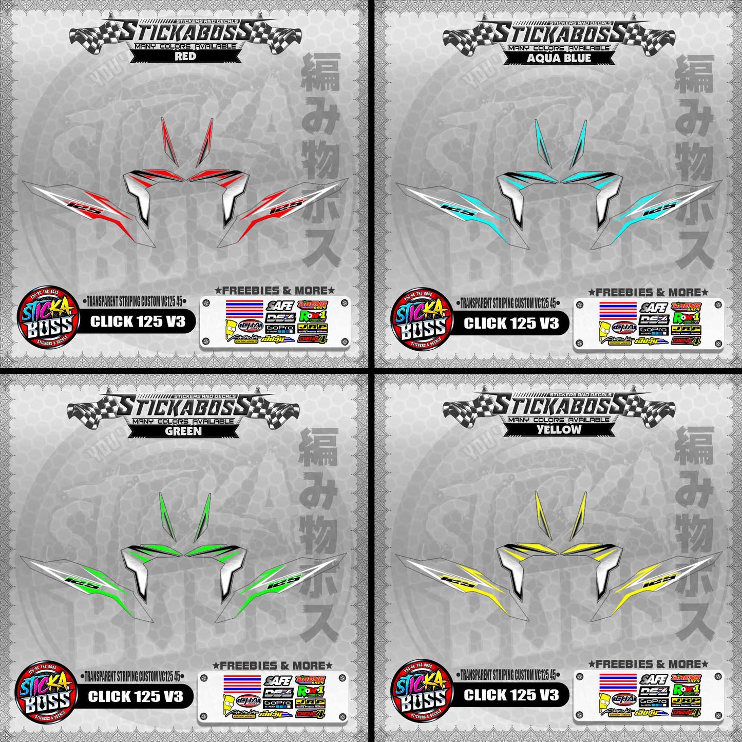 【PREMIUM UV PRINT】TRANSPARENT CLICK 125 V3 DECALS ( STRIPING CUSTOM VC125 45 )【WITH FREEBIES】
