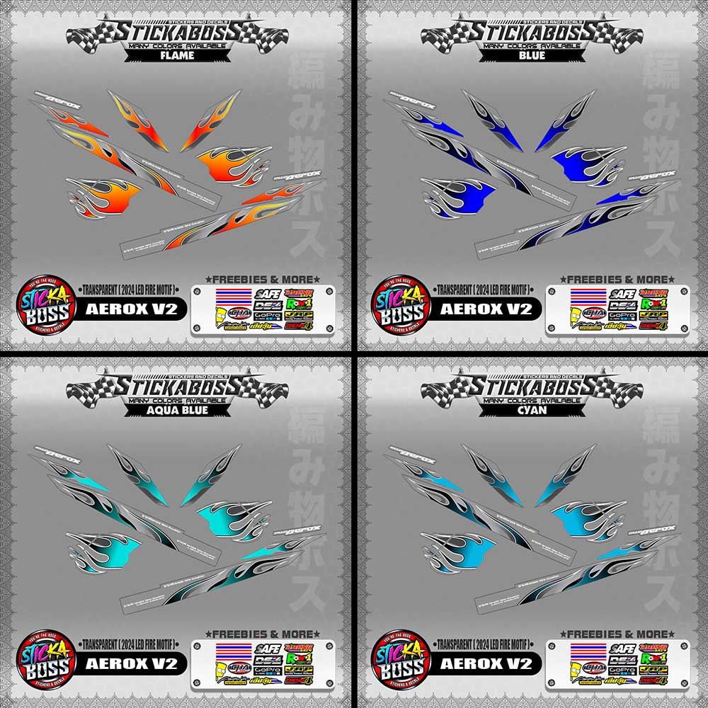 [ PREMIUM UV PRINT ] TRANSPARENT AEROX V2 DECALS ( 2024 LED FIRE MOTIF )【WITH FREEBIES】
