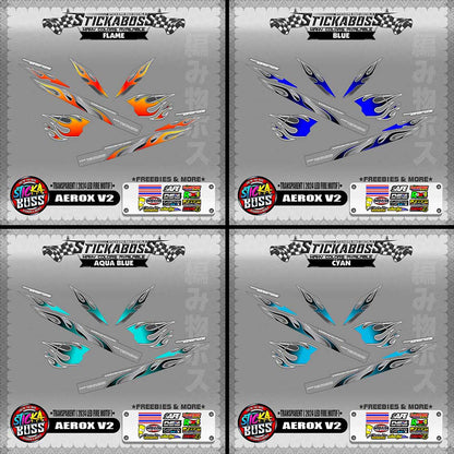 [ PREMIUM UV PRINT ] TRANSPARENT AEROX V2 DECALS ( 2024 LED FIRE MOTIF )【WITH FREEBIES】