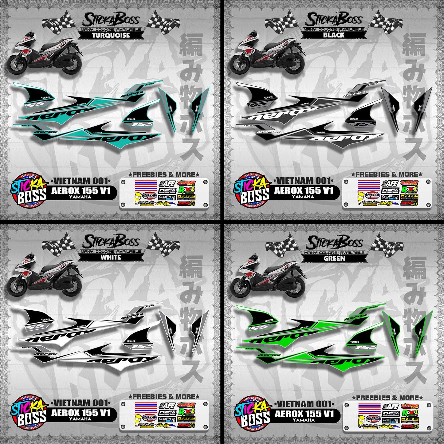 AEROX 155 V1 DECALS ( VIETNAM 001 )【WITH FREEBIES】