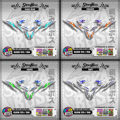 CLICK 125 / 150 V2 DECALS ( FOR WHITE MOTIF FLAME )【WITH FREEBIES】
