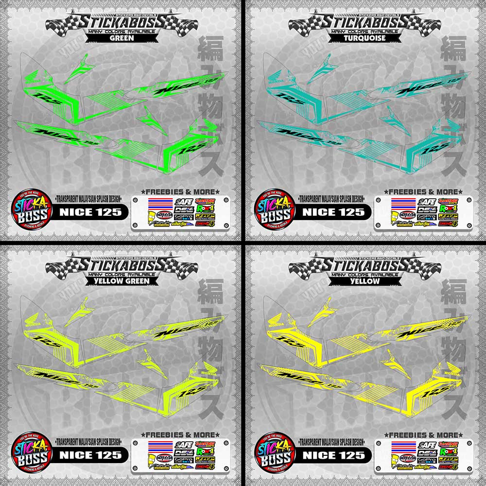【PREMIUM UV PRINT】TRANSPARENT NICE 125 STICKER DECALS ( MALAYSIAN SPLASH DESIGN )【WITH FREEBIES】