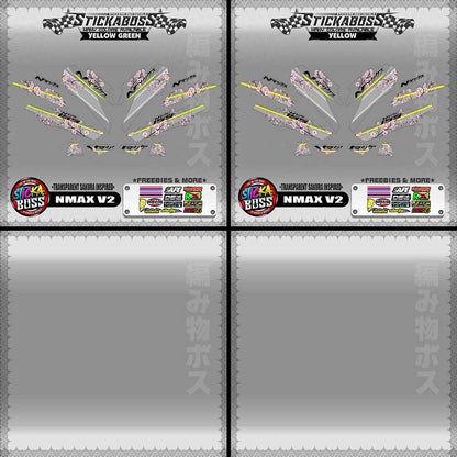 【PREMIUM UV PRINT】TRANSPARENT NMAX V2 STICKER DECALS ( SAKURA INSPIRED )【WITH FREEBIES】