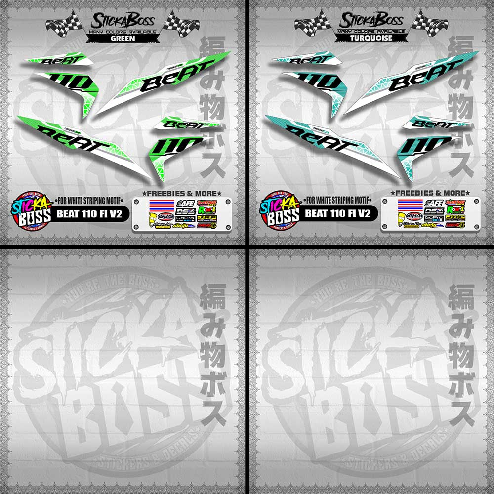 BEAT 110 FI V2 DECALS ( FOR WHITE STRIPING MOTIF ) [ PREMIUM GLOSSY LAMINATED ]【WITH FREEBIES】