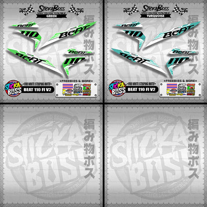 BEAT 110 FI V2 DECALS ( FOR WHITE STRIPING MOTIF ) [ PREMIUM GLOSSY LAMINATED ]【WITH FREEBIES】