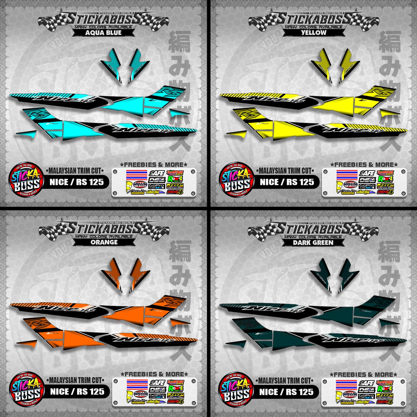 NICE / RS 125 STICKER DECALS ( MALAYSIAN TRIM CUT )【WITH FREEBIES】