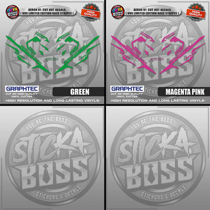 AEROX V1 CUT OUT DECALS ( NVX LIMITED EDITION RACE STRIPES ) | VINYL WATERPROOF CUT-OUT DECALS