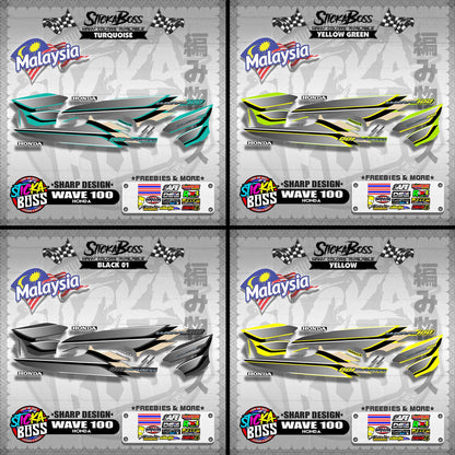 HONDA WAVE 100 MALAYSIAN DECALS ( SHARP DESIGN )【WITH FREEBIES】