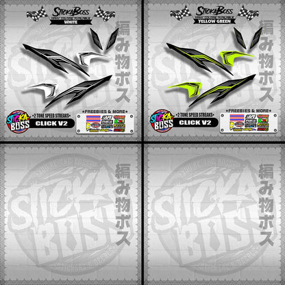 CLICK V2 DECALS ( 2 TONE SPEED STREAKS )【WITH FREEBIES】
