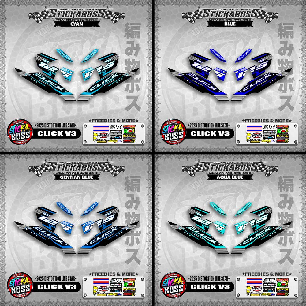 CLICK V3 STICKER DECALS ( 2025 DISTORTION LINE STAR  )【WITH FREEBIES】