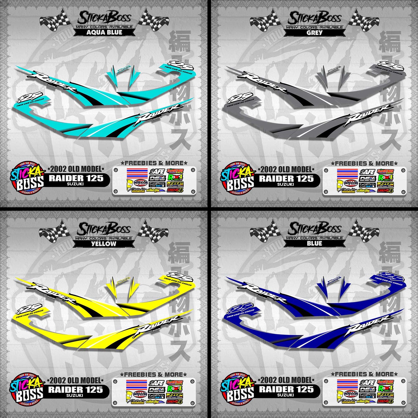 RAIDER 125 DECALS ( 2002 OLD MODEL )【WITH FREEBIES】