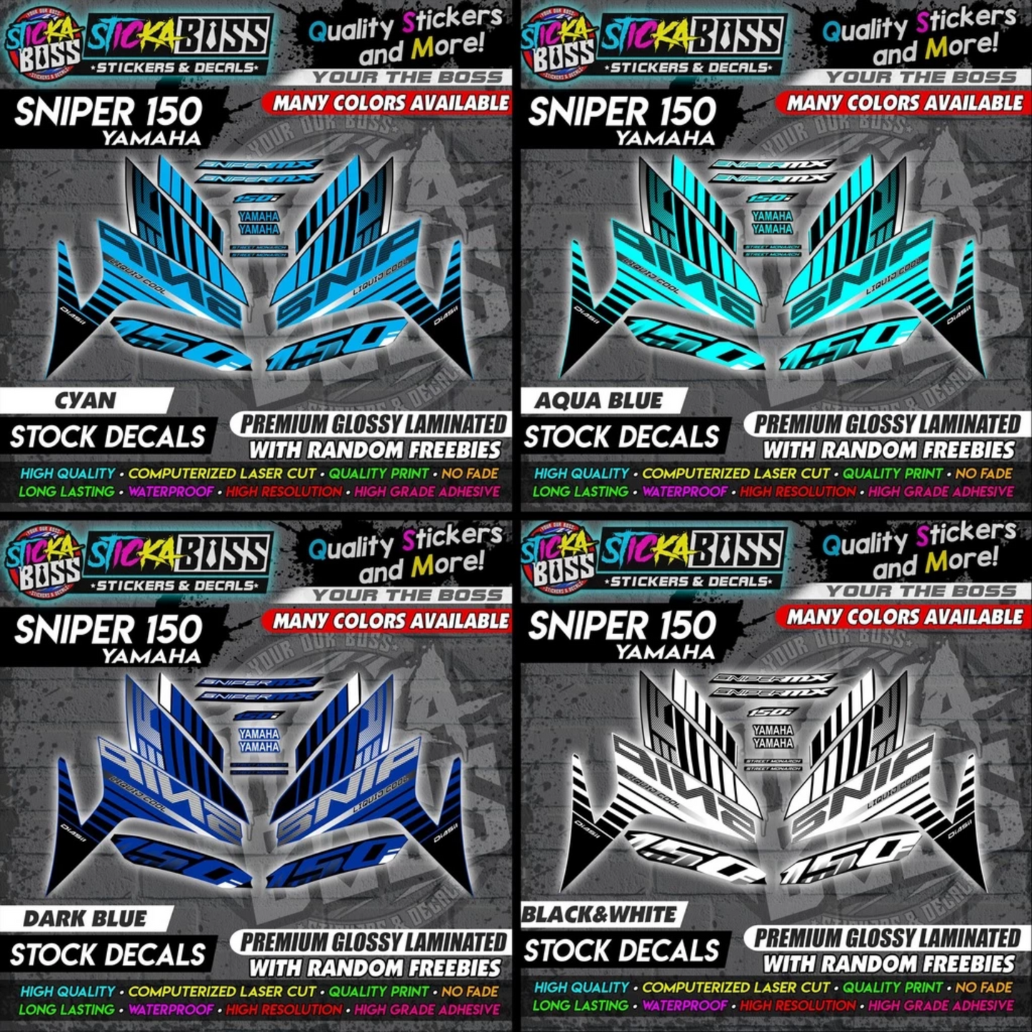 YAMAHA SNIPER 150 Stock Decals [ASSORTED COLORS] Sticker【PREMIUM GLOSSY LAMINATED】