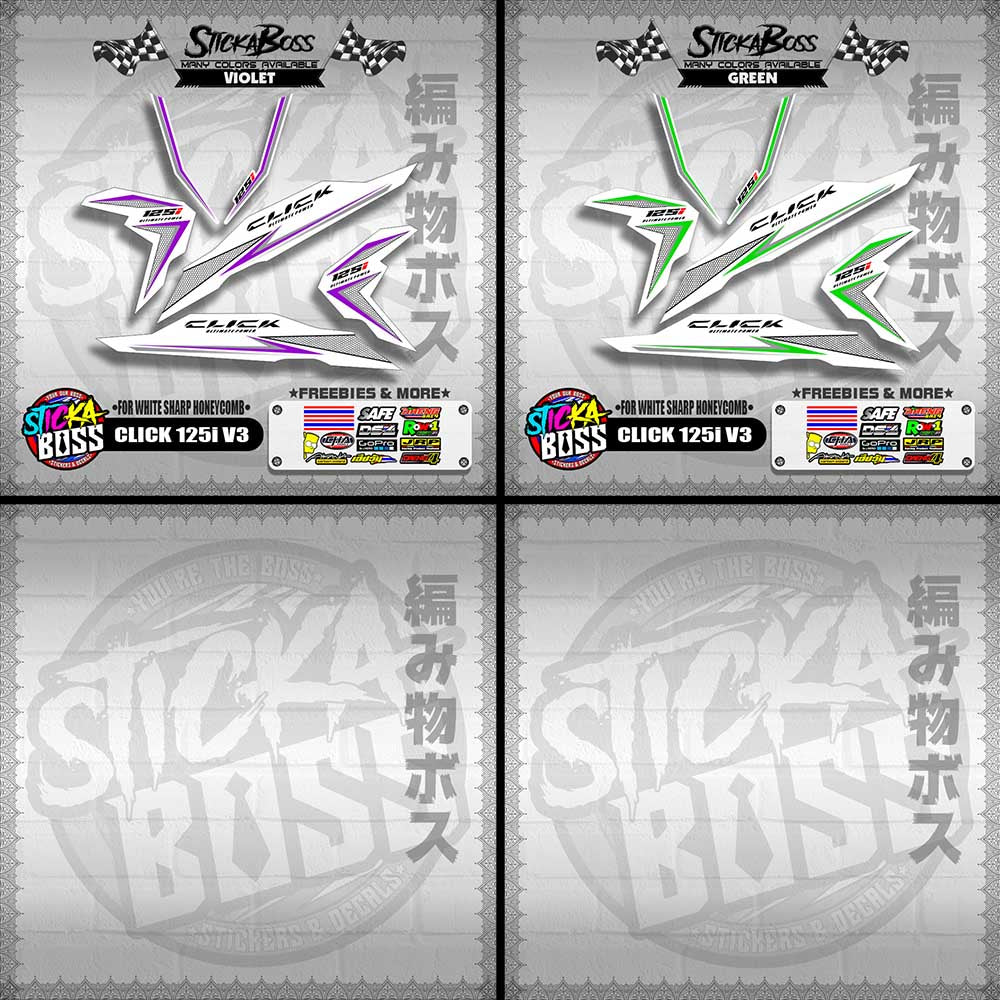 CLICK 125i V3 DECALS ( FOR WHITE SHARP HONEYCOMB )【WITH FREEBIES】