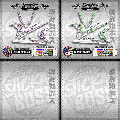 CLICK 125i V3 DECALS ( FOR WHITE SHARP HONEYCOMB )【WITH FREEBIES】