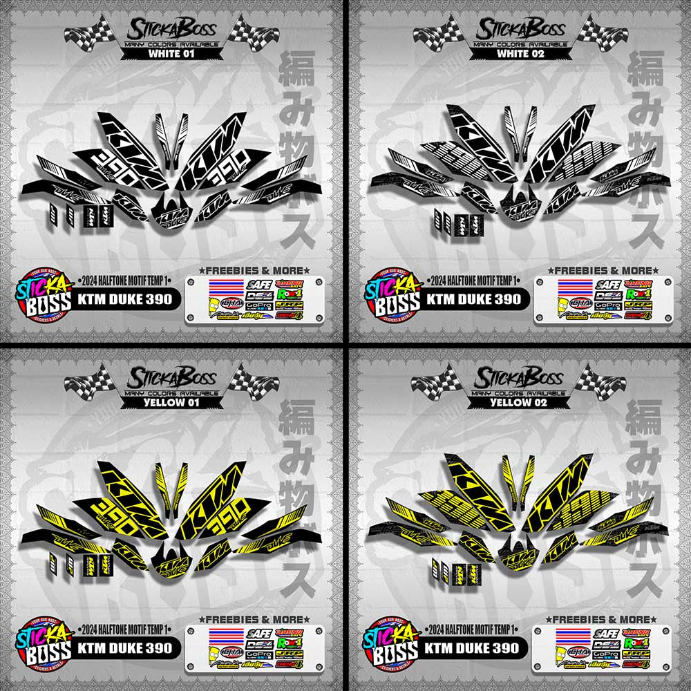 KTM DUKE 390 STICKER DECALS ( 2024 HALFTONE MOTIF TEMP 1 )【WITH FREEBIES】